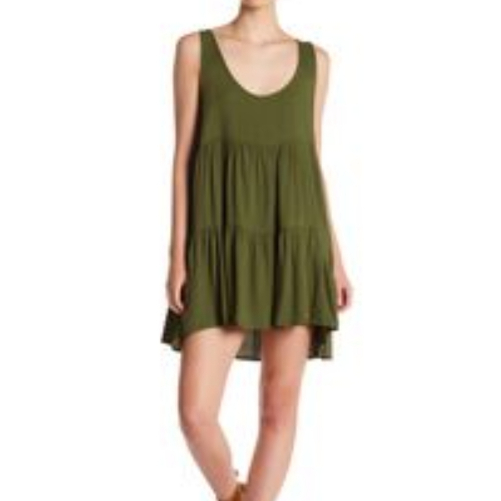 One Teaspoon Synthetic Dinky Teired Tank Dress In Military Green